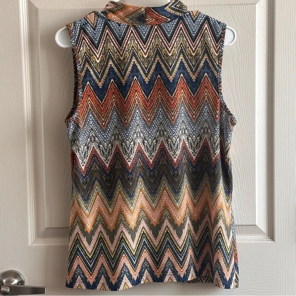 80 Park Zigzag Patterned Boho Sleeveless Blouse Women’s Size Large - Picture 2 of 4